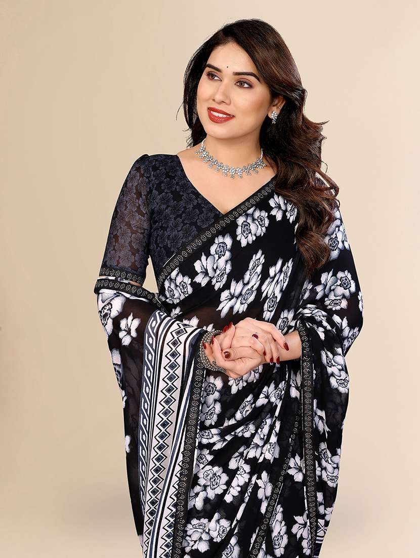 women printed casual wear saree with blouse - 22049636 - Standard Image - 3