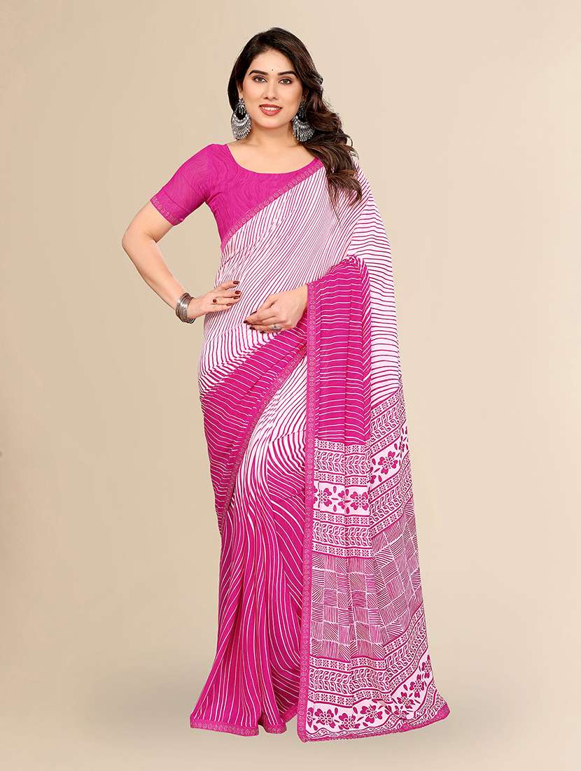 women printed casual wear saree with blouse