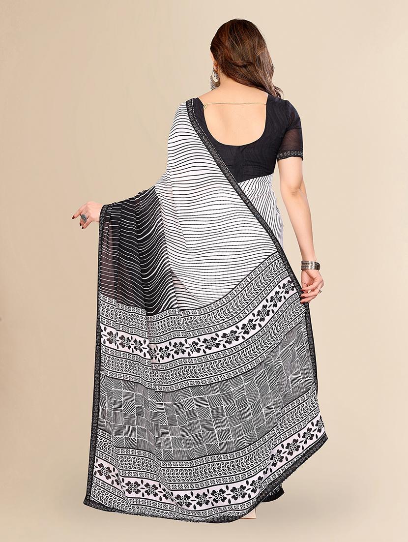 women printed casual wear saree with blouse - 22049642 - Standard Image - 3