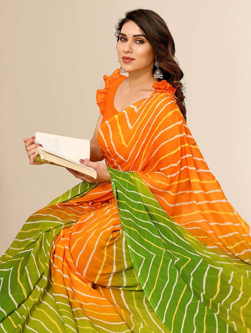 women printed casual wear saree with blouse - 22049991 -  Standard Image - 3