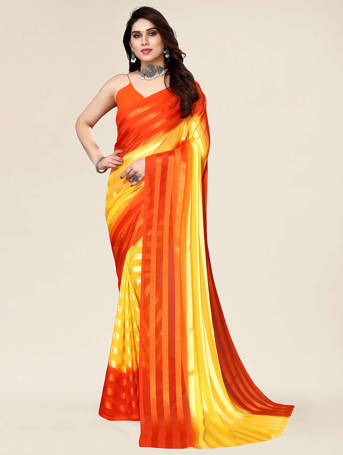 women ombre printed saree with blouse