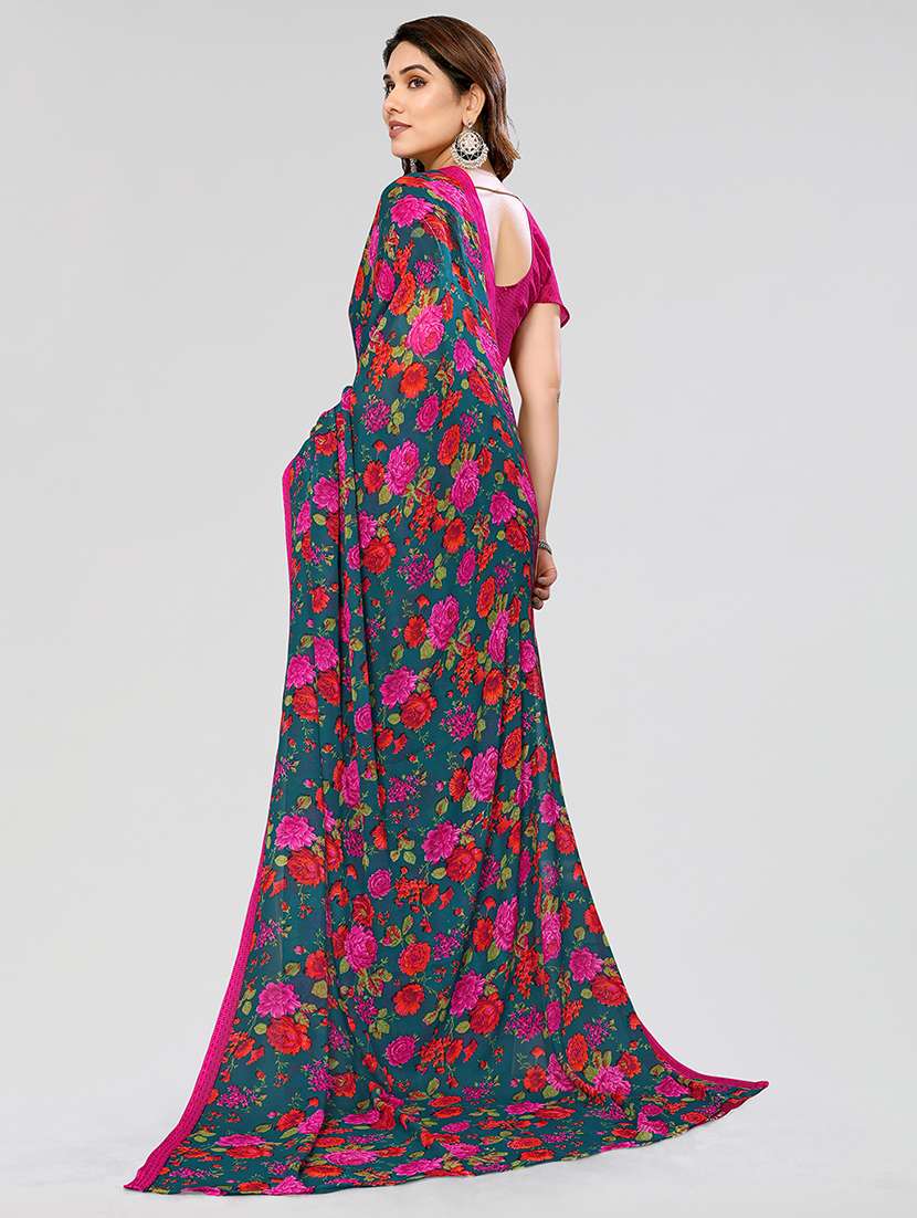 women printed casual wear saree with blouse - 22050122 -  Standard Image - 3