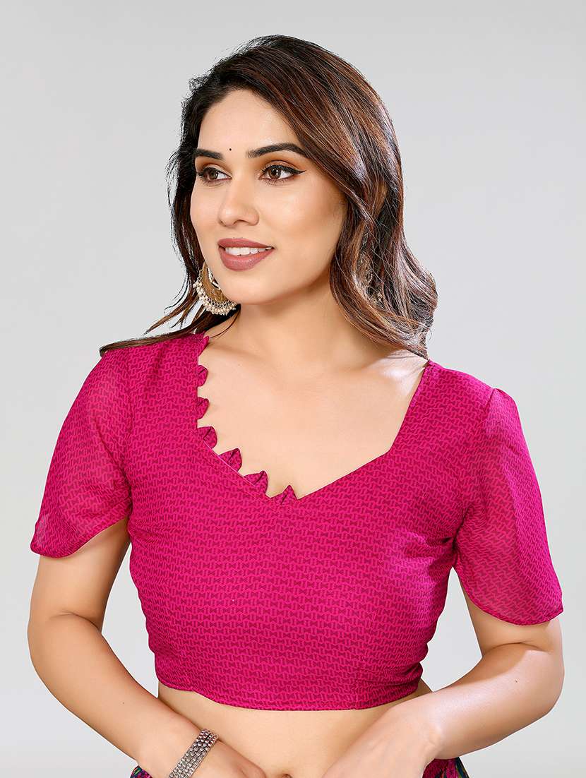 women printed casual wear saree with blouse - 22050122 -  Standard Image - 5