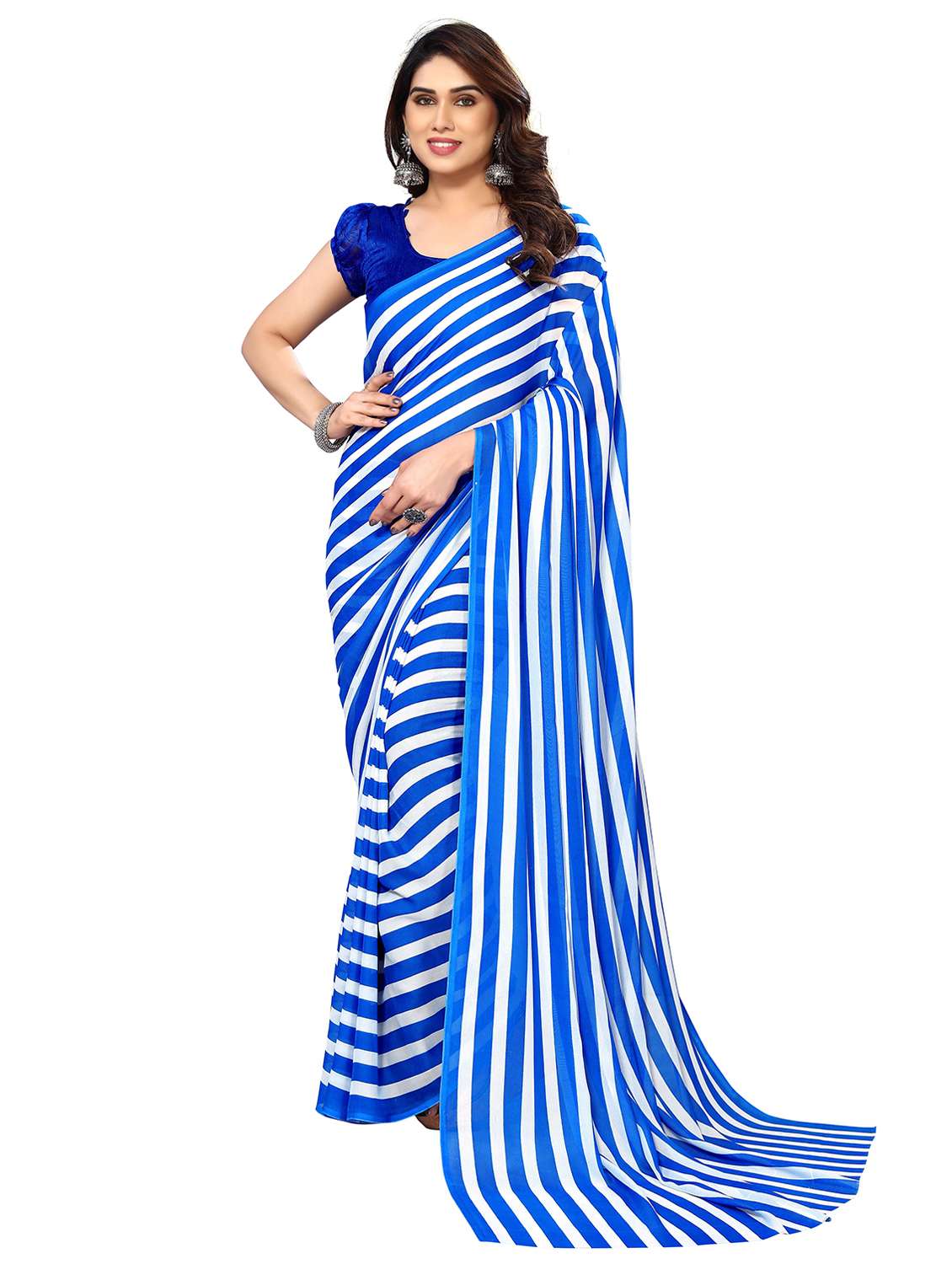women printed casual wear saree with blouse