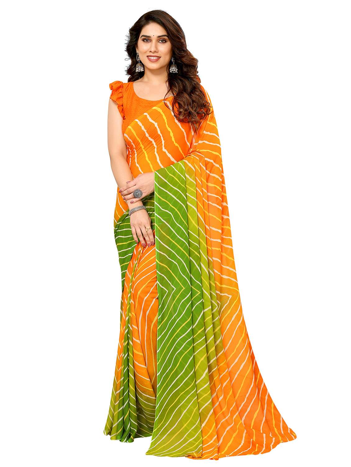 women printed casual wear saree with blouse