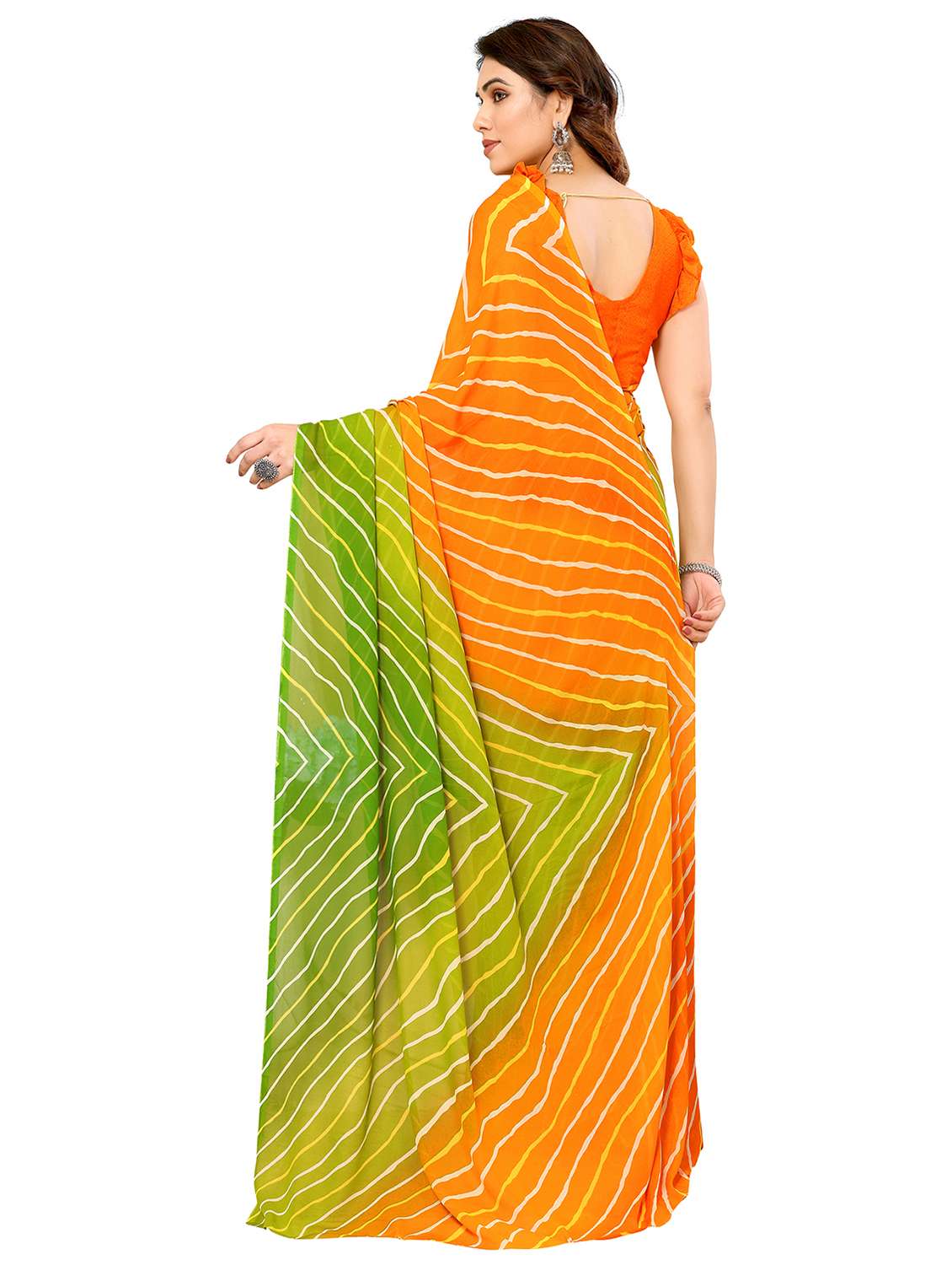 women printed casual wear saree with blouse - 22050196 -  Standard Image - 3