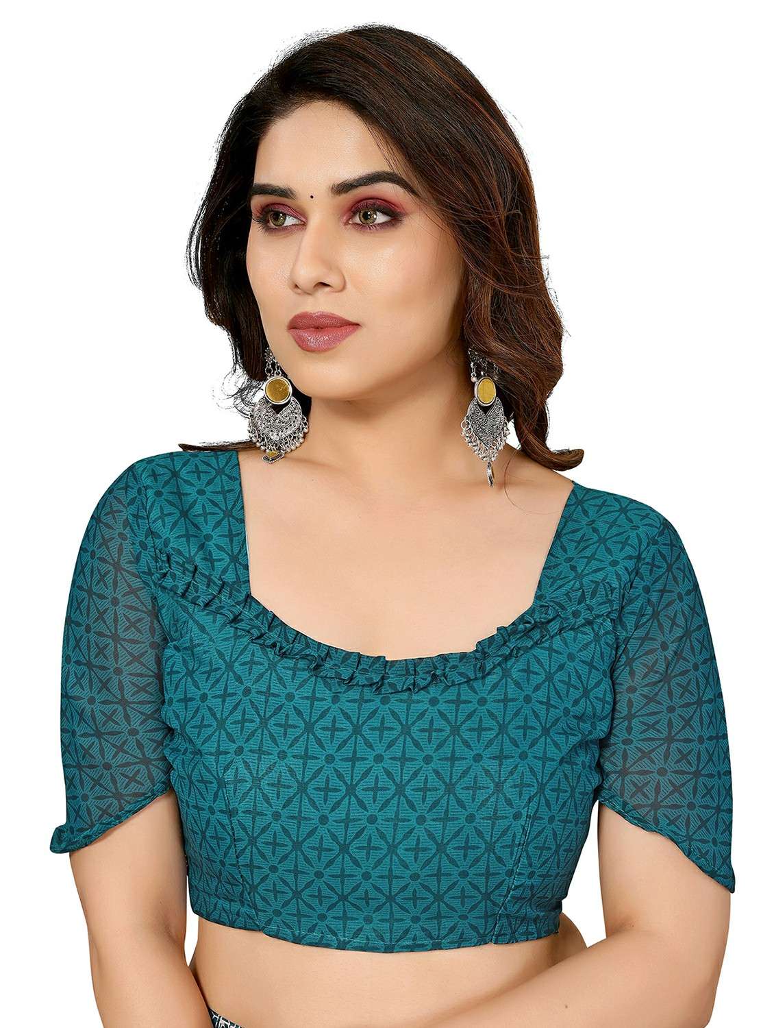 women printed casual wear saree with blouse - 22050197 -  Standard Image - 5