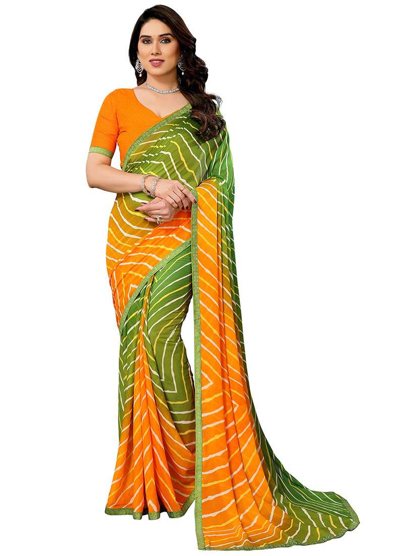 women printed casual wear saree with blouse