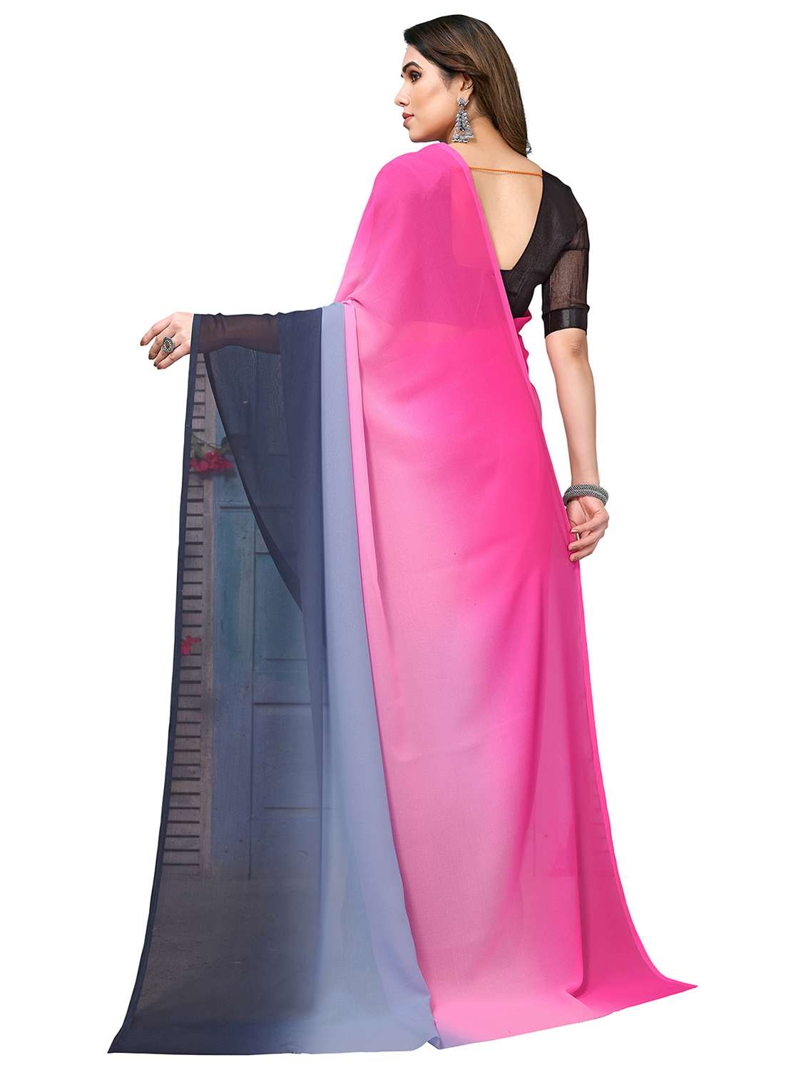 women ombre printed saree with blouse - 22050223 -  Standard Image - 3