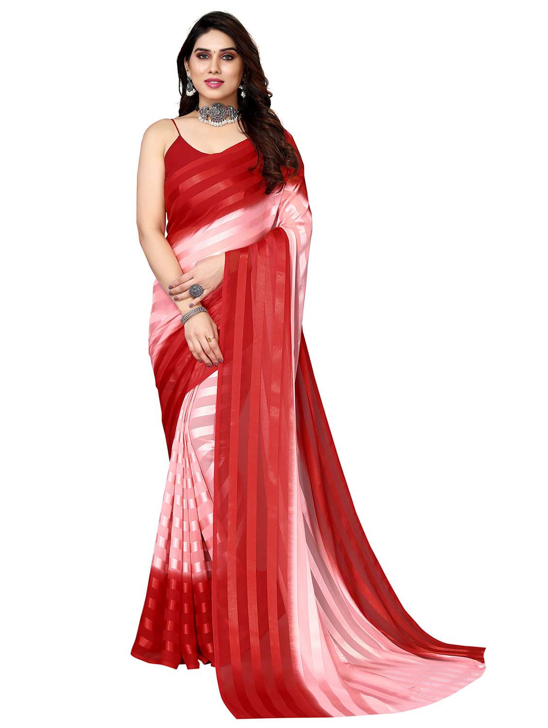 women ombre printed saree with blouse