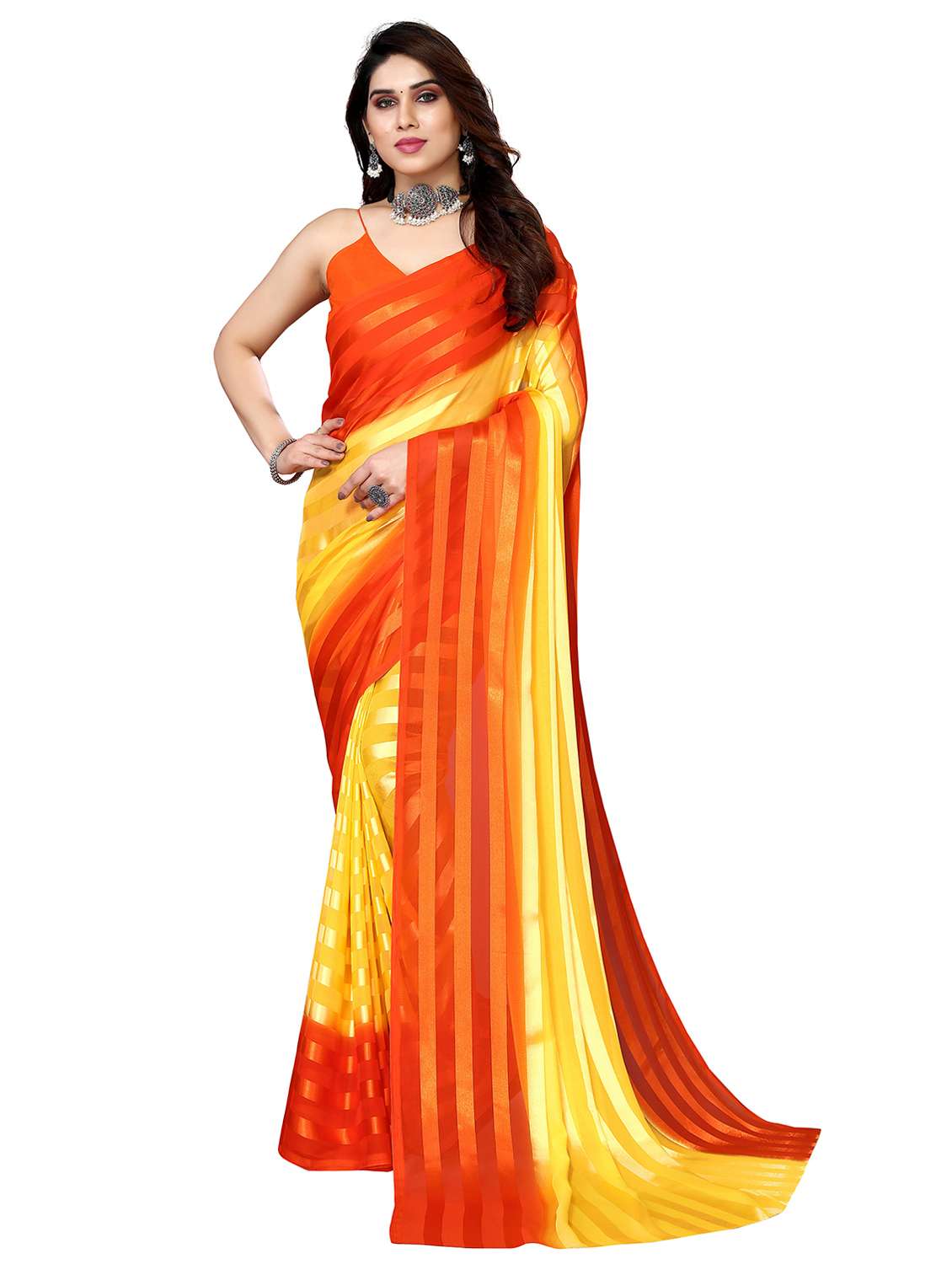 women ombre printed saree with blouse