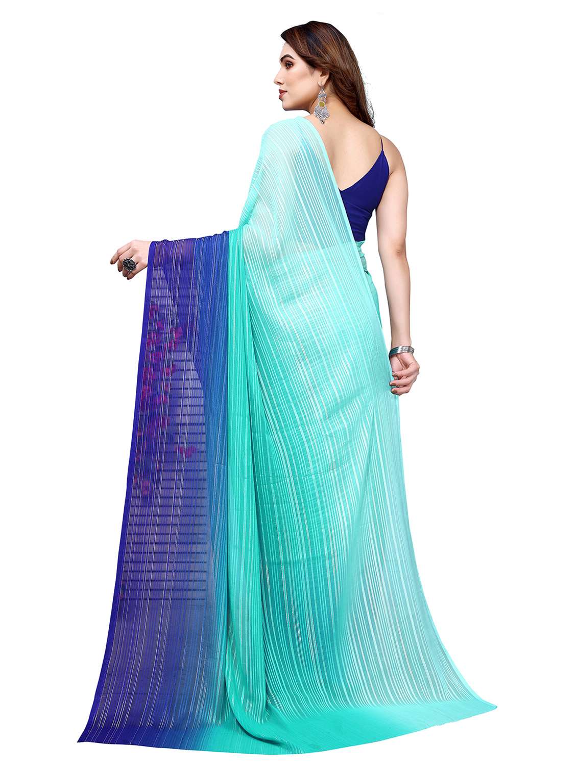 women ombre printed saree with blouse - 22050247 -  Standard Image - 3