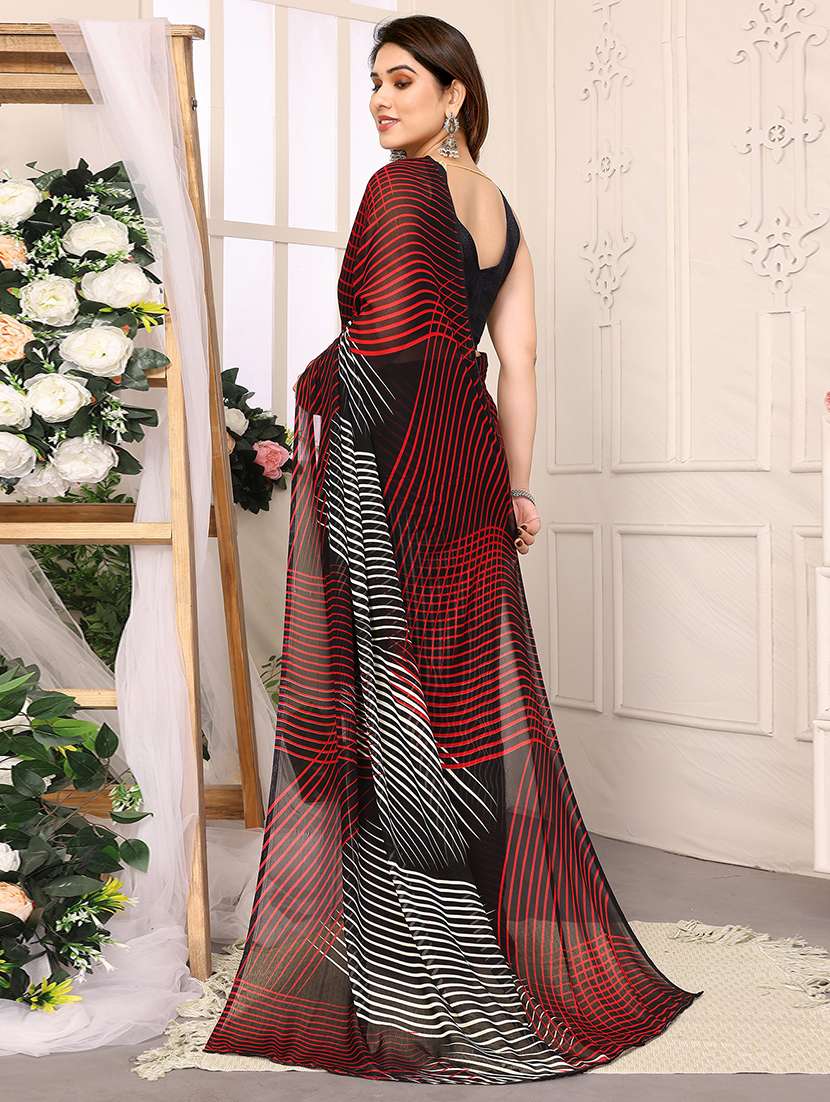 women printed casual wear saree with blouse - 22050262 -  Standard Image - 3