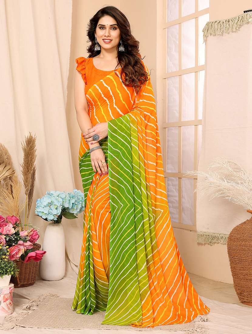 women printed casual wear saree with blouse