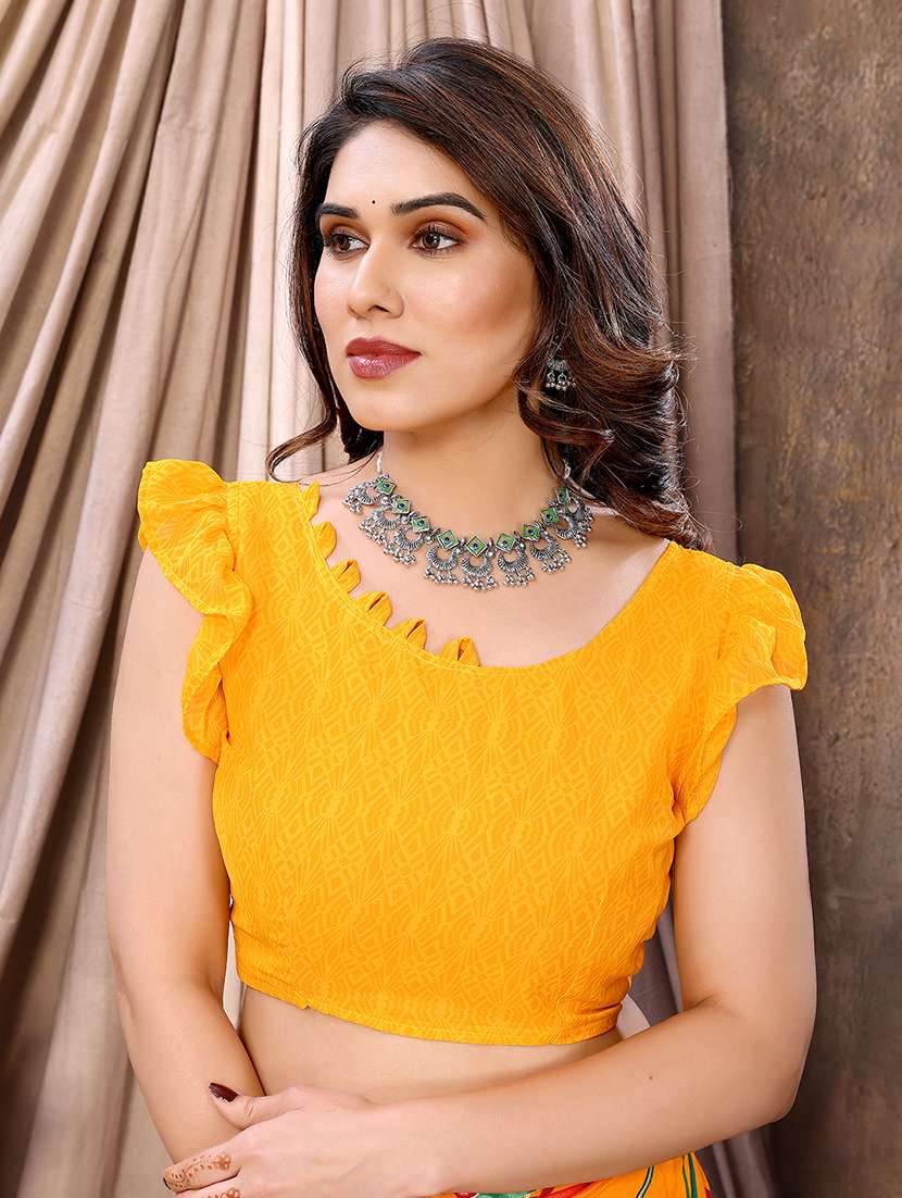 women printed casual wear saree with blouse - 22050269 -  Standard Image - 5