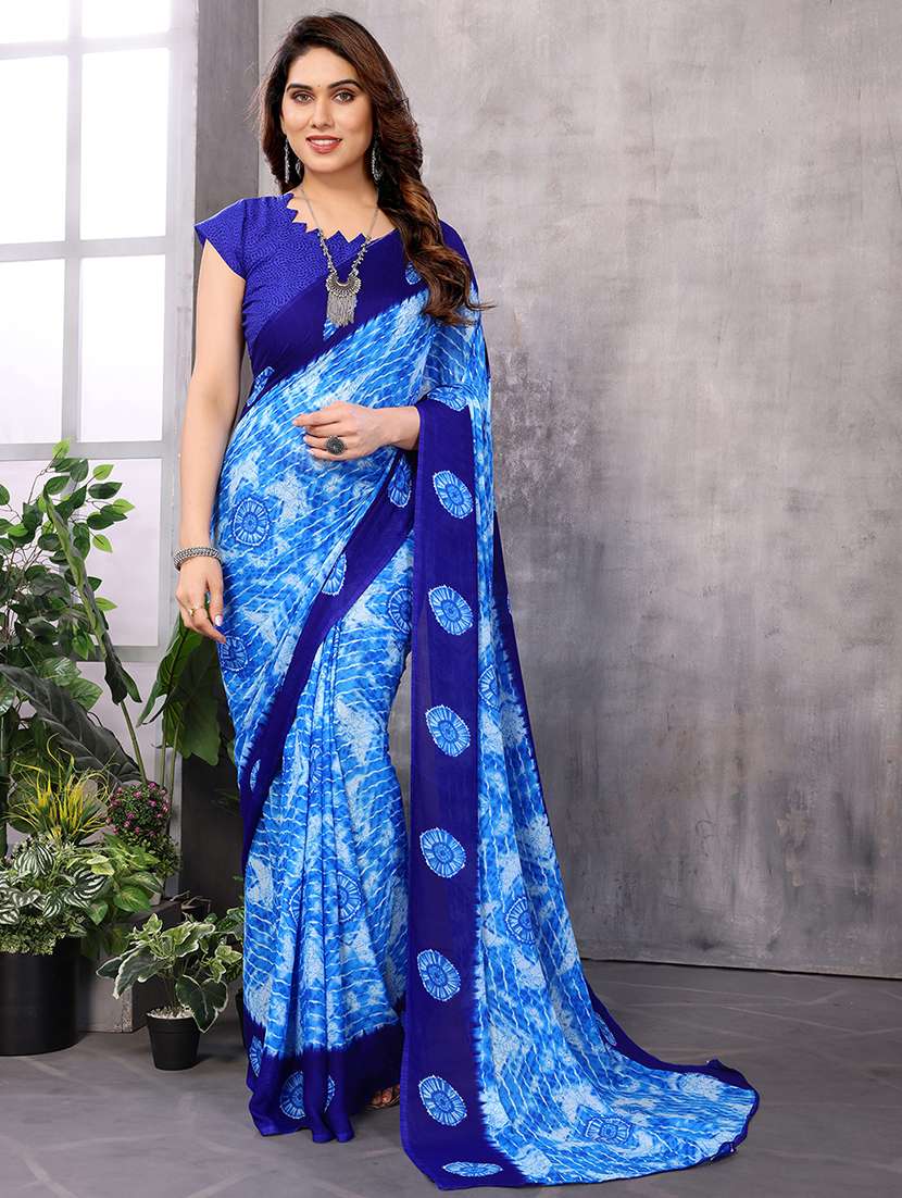 women printed casual wear saree with blouse
