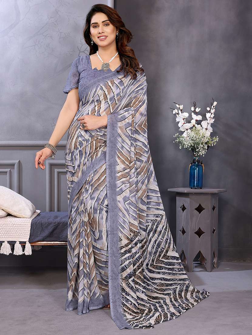 women printed casual wear saree with blouse