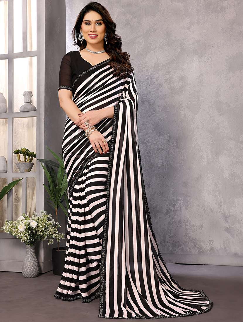 women printed casual wear saree with blouse