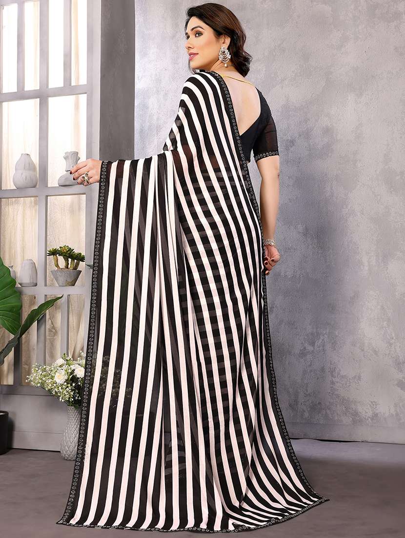 women printed casual wear saree with blouse - 22050287 -  Standard Image - 3
