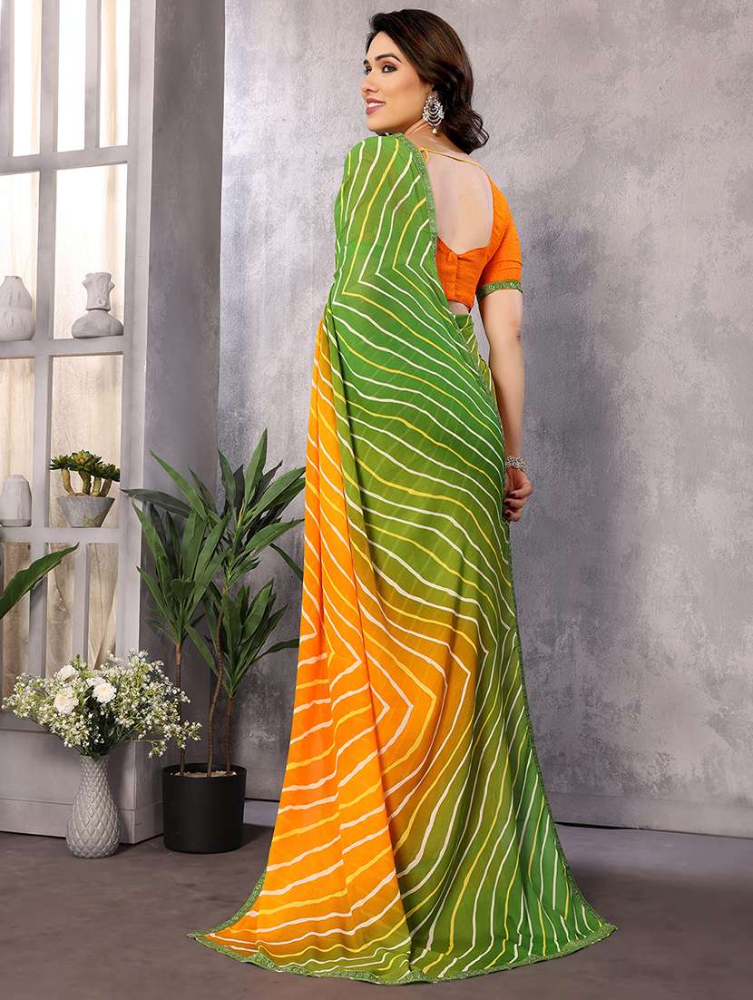 women printed casual wear saree with blouse - 22050288 -  Standard Image - 3