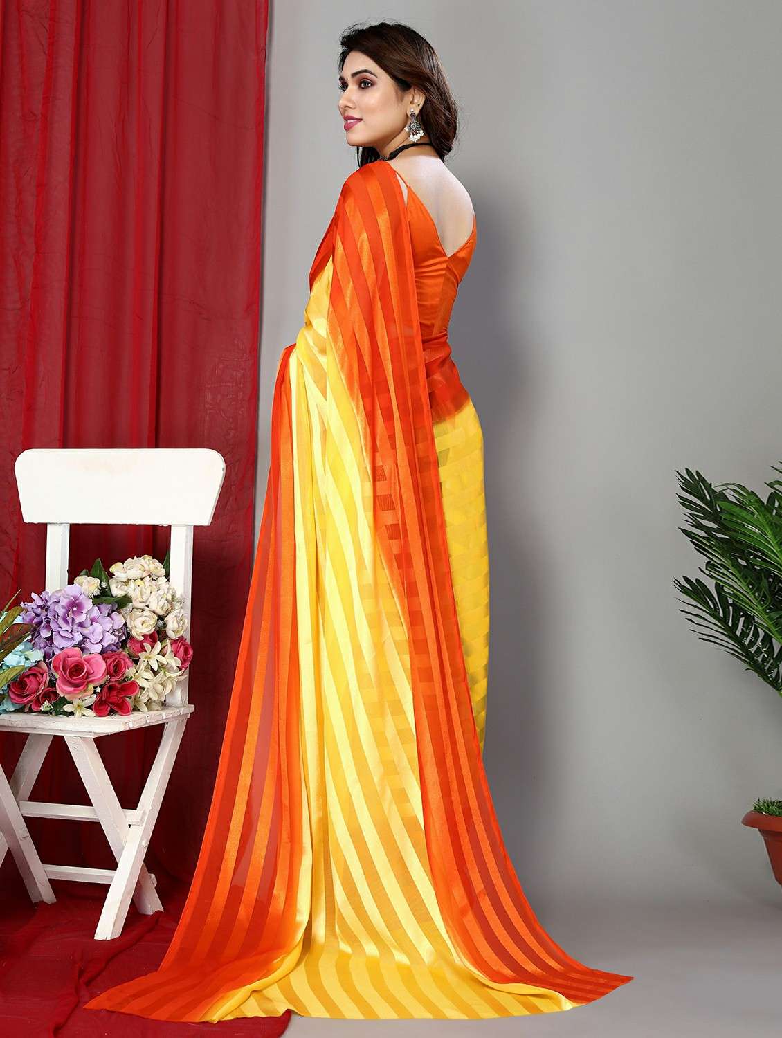 women ombre printed saree with blouse - 22050309 -  Standard Image - 3