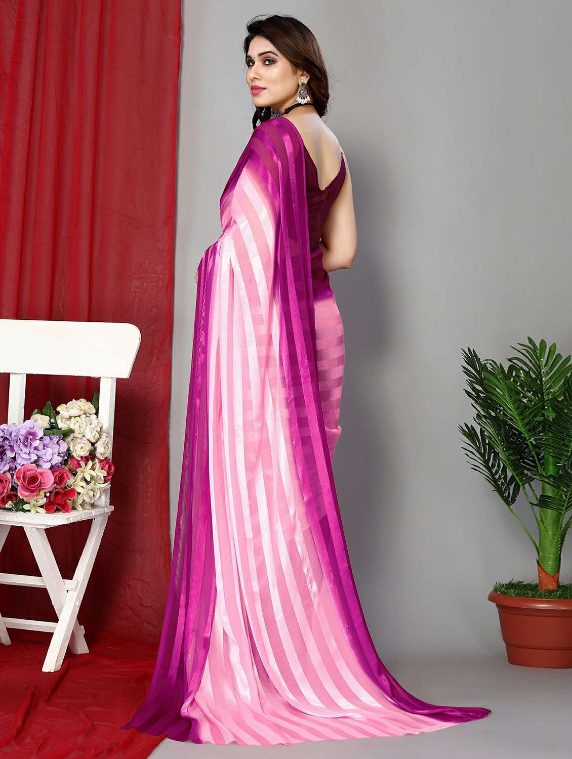 women ombre printed saree with blouse - 22050310 -  Standard Image - 3
