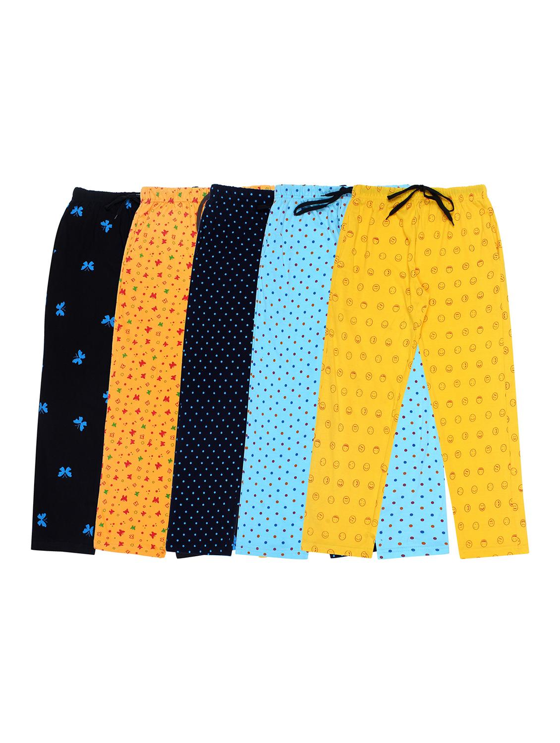 boys pack of 5 printed mid rise pyjamas
