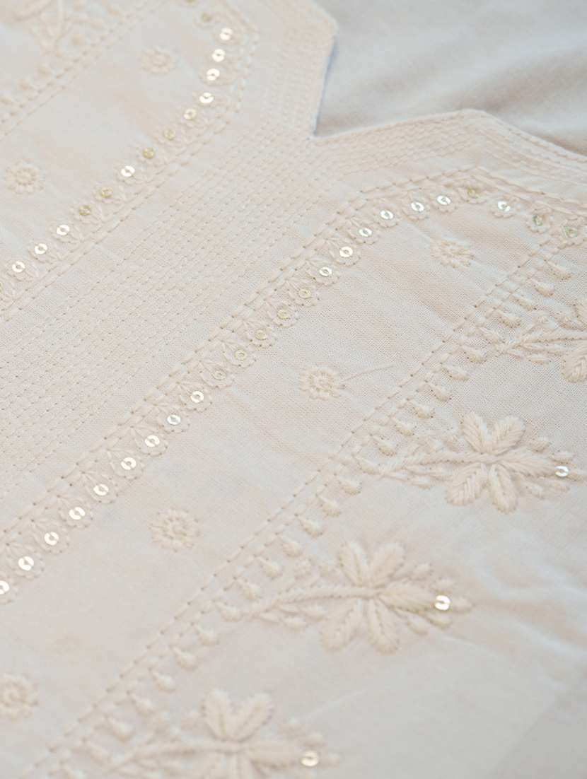 women solid with work three quarter sleeve kurta palazzo set - 22051757 -  Standard Image - 5