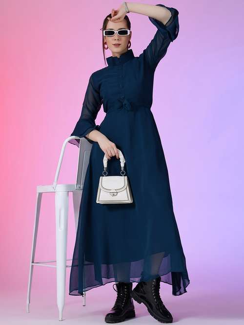women solid bell sleeve a-line maxi dress - 22051862 - Standard Image - 0