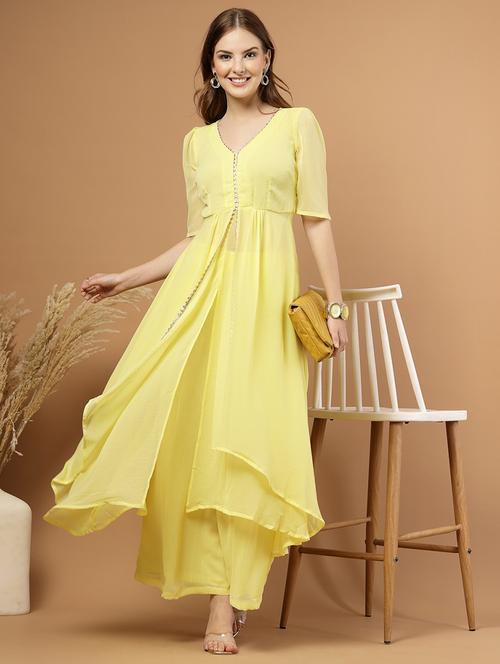 women solid short sleeve ethnic co-ord set - 22051872 - Standard Image - 0