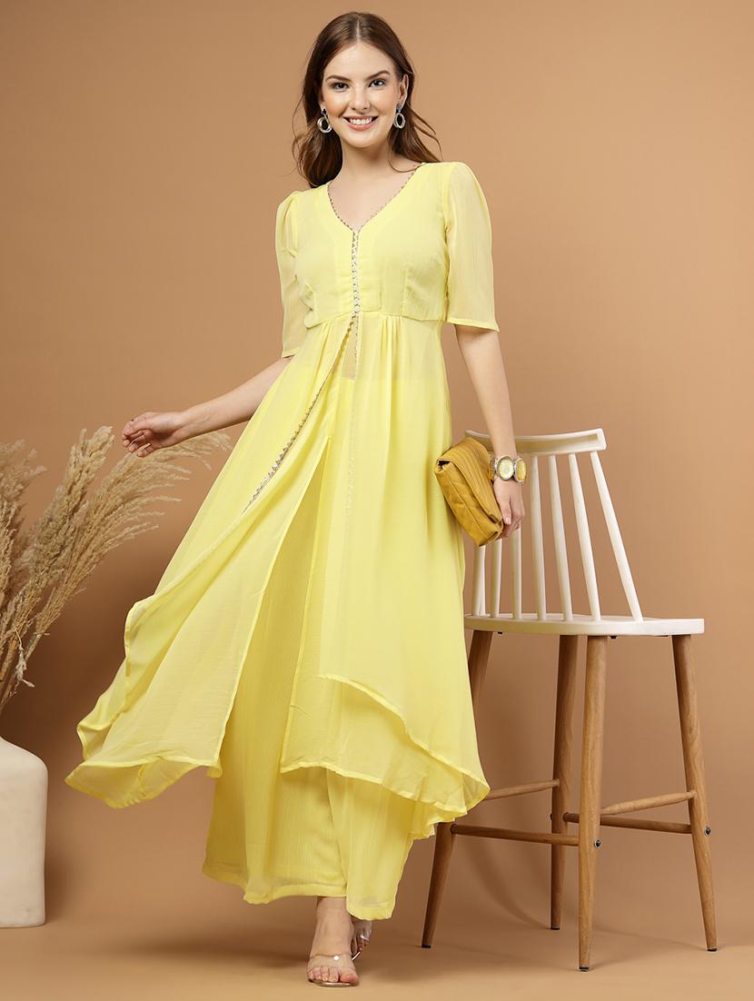 women solid short sleeve ethnic co-ord set - 22051872 - Zoom Image - 0