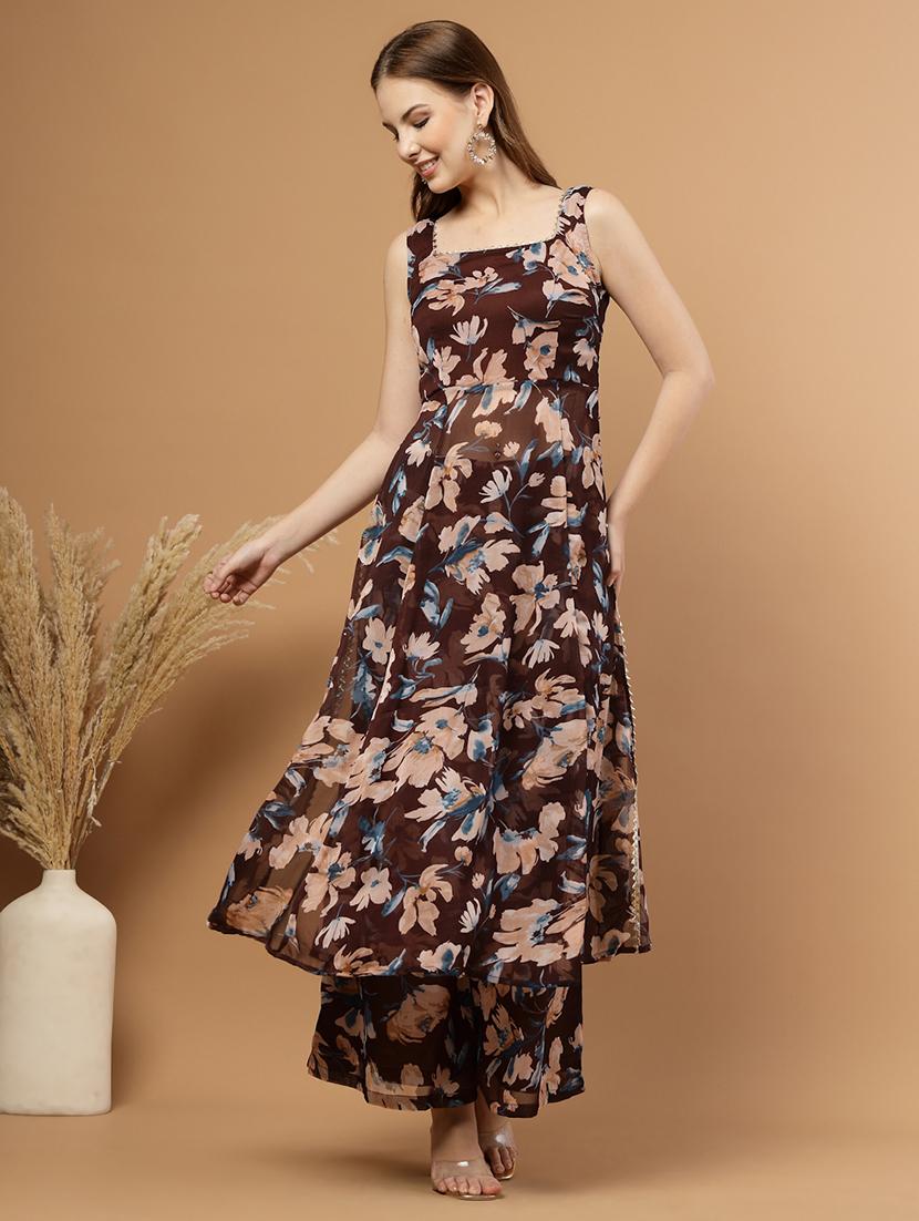 women floral print sleeveless ethnic co-ord set - 22051874 - Zoom Image - 0