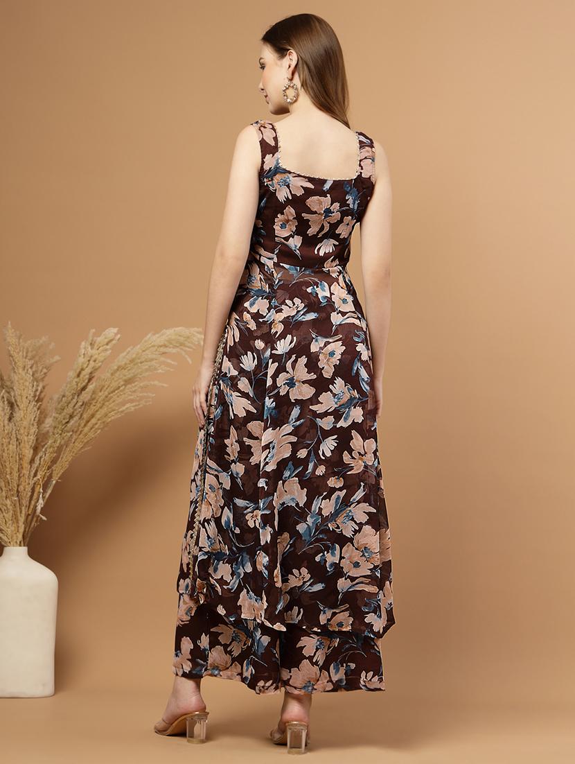 women floral print sleeveless ethnic co-ord set - 22051874 - Standard Image - 3