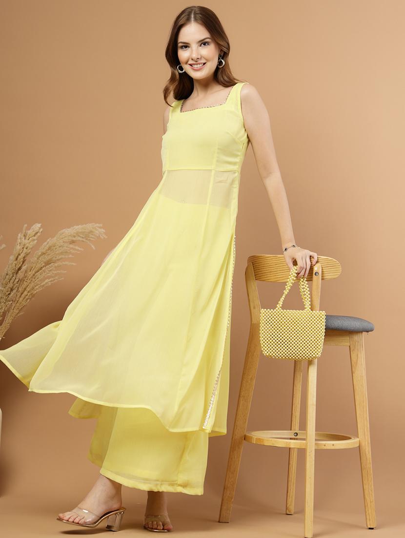 women solid sleeveless ethnic co-ord set - 22051876 - Zoom Image - 0