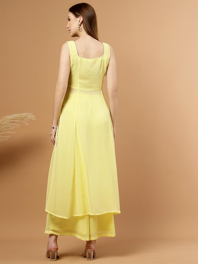women solid sleeveless ethnic co-ord set - 22051876 - Standard Image - 3