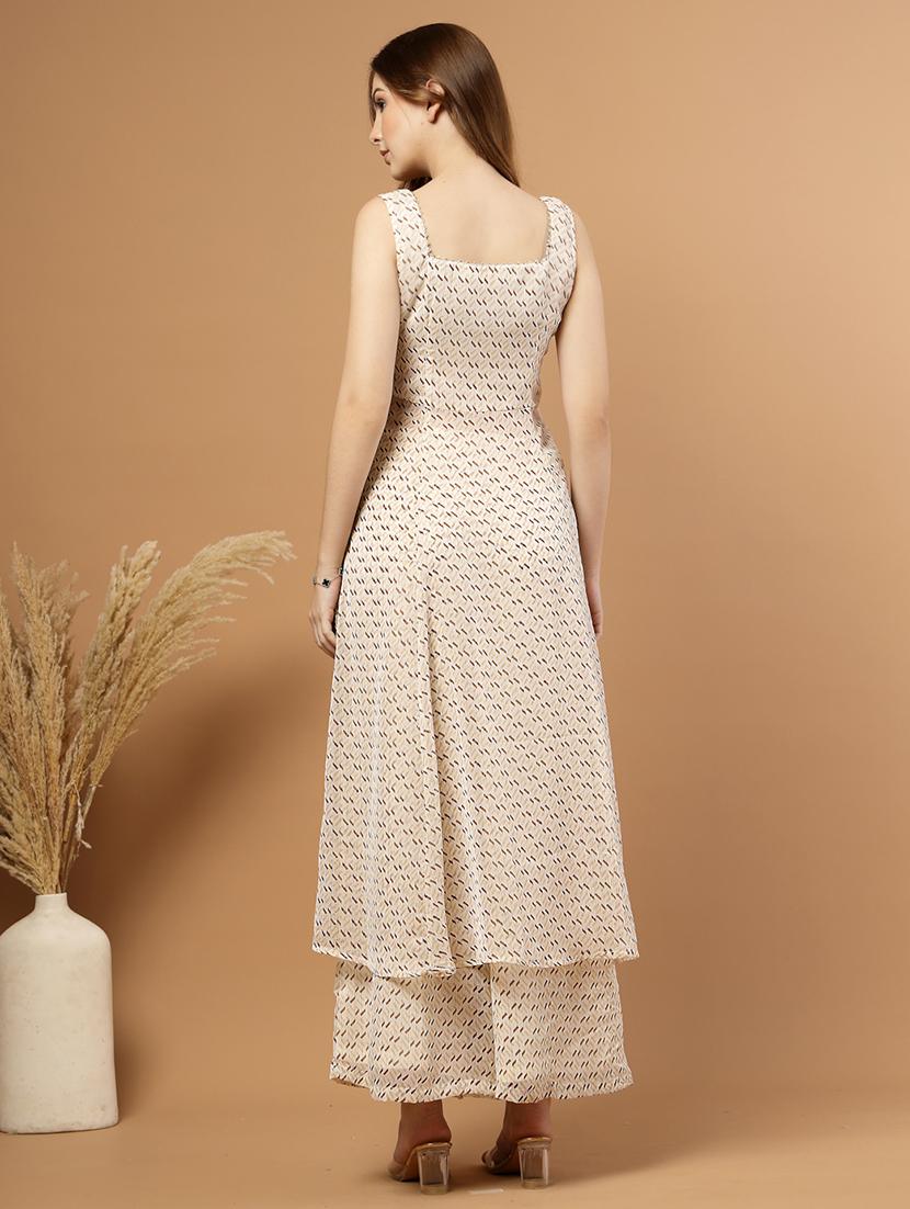 women printed sleeveless ethnic co-ord set - 22051877 - Standard Image - 3