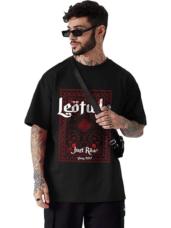 men printed short sleeve loose fit t-shirt