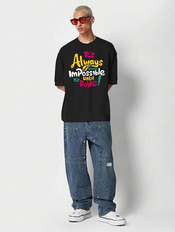men printed short sleeve oversized t-shirt - 22051917 - Standard Image - 3