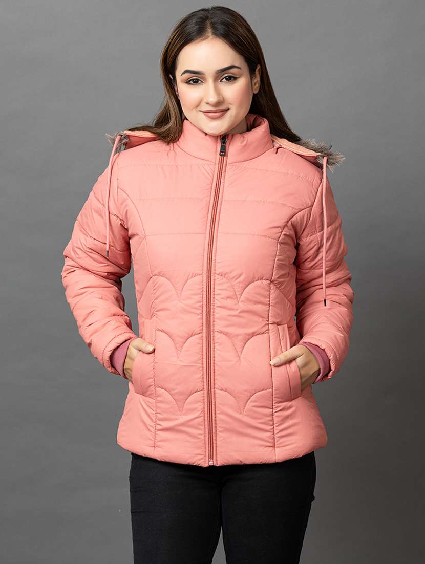 women solid long sleeve hooded parka jacket - 22051958 - Zoom Image - 0