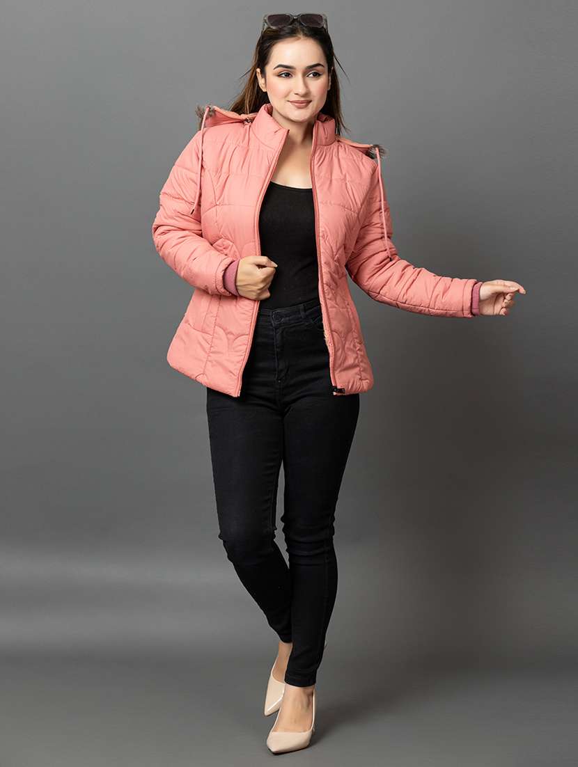 women solid long sleeve hooded parka jacket - 22051958 - Standard Image - 3