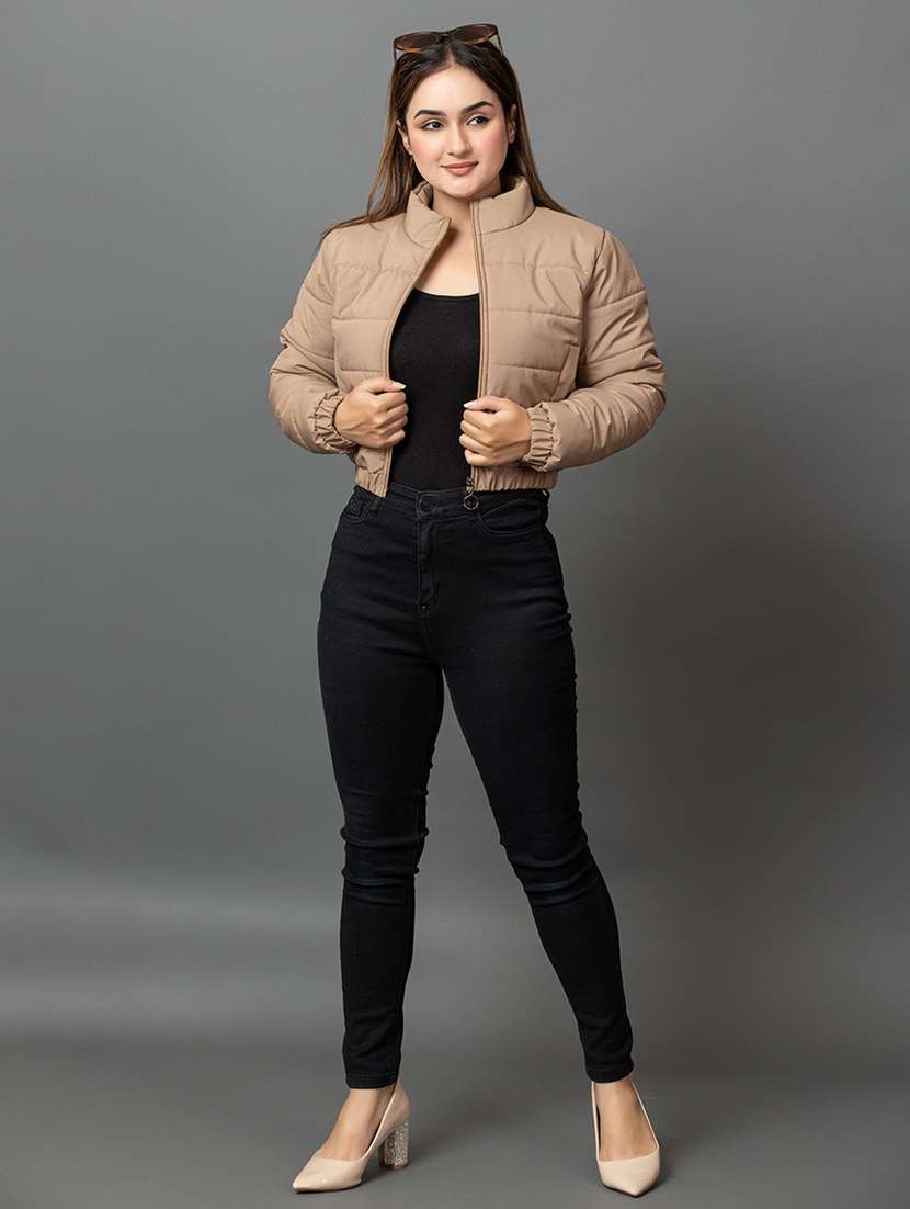 women solid long sleeve hooded parka jacket - 22051964 - Standard Image - 3
