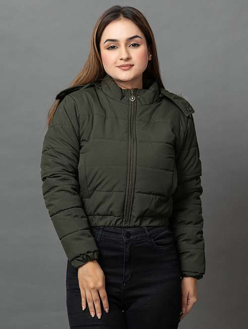 women solid long sleeve hooded parka jacket - 22051965 -  Standard Image - 0