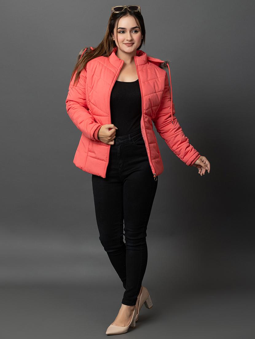 women solid long sleeve hooded parka jacket - 22051967 - Standard Image - 3