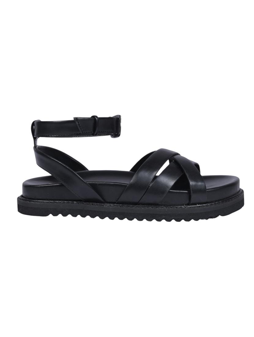 women black solid ankle strap sandal - 22051981 - Standard Image - 3