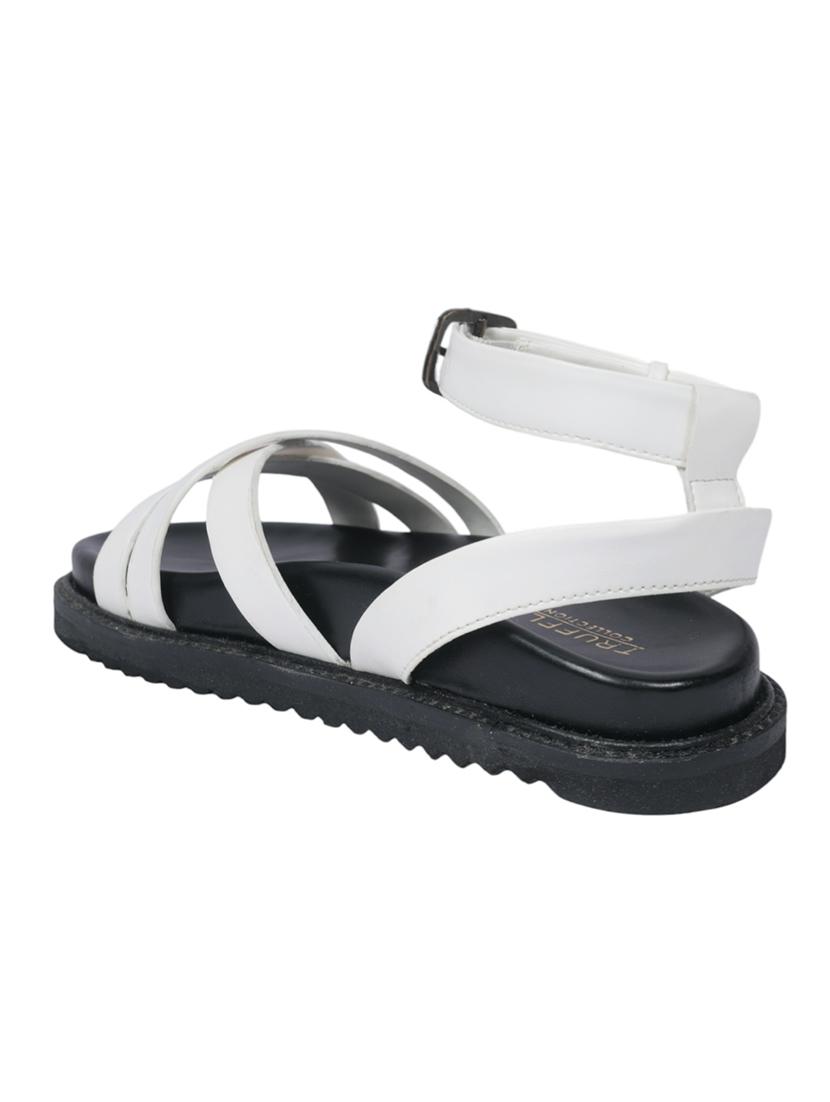 women white solid ankle strap flats - 22051983 - Standard Image - 3