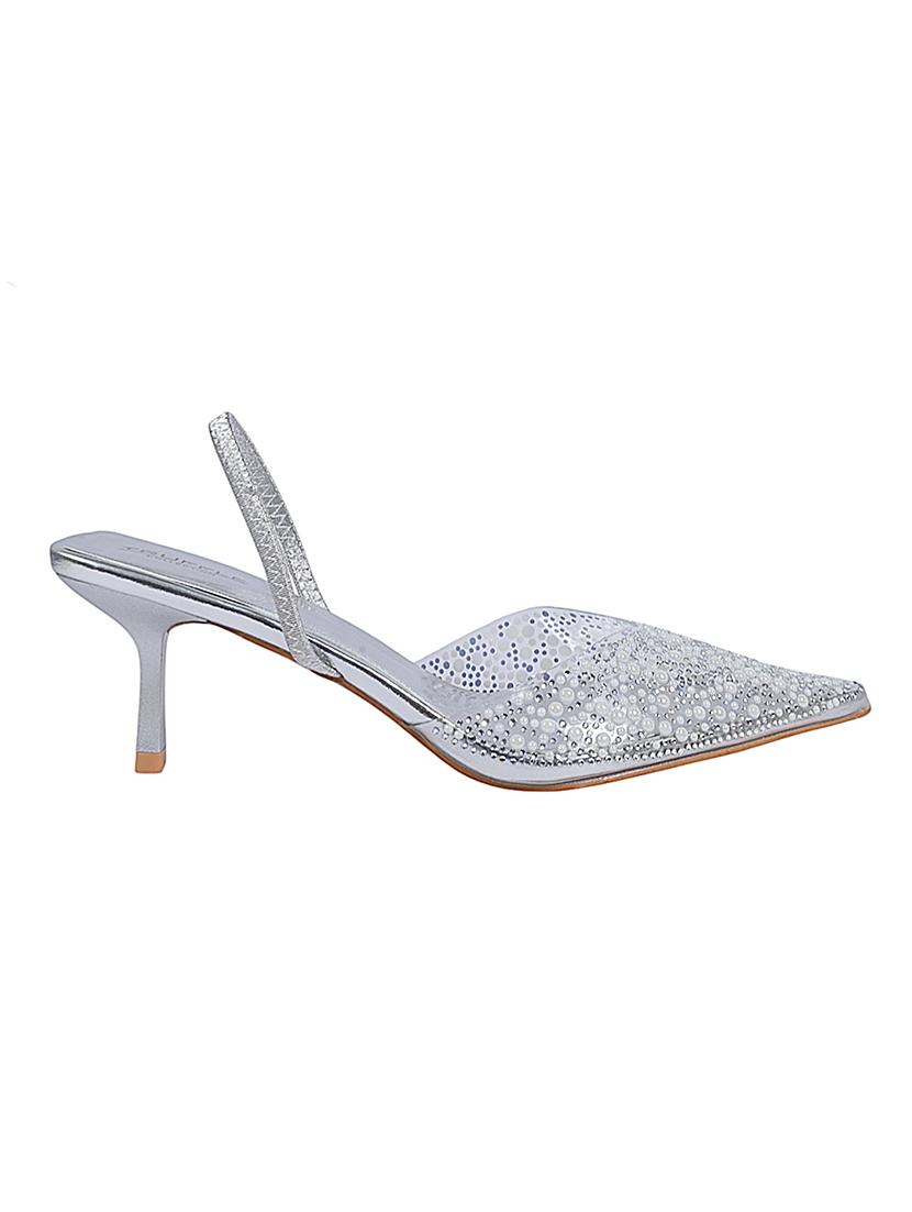 silver synthetic back strap sandals - 22051987 - Standard Image - 3