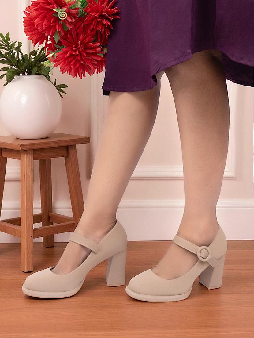 khaki synthetic ankle strap sandals - 22051989 - Zoom Image - 0