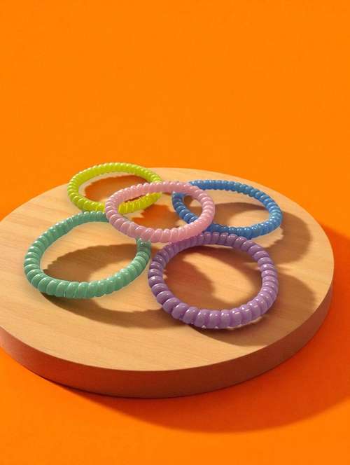 set of multi-color plastic scrunchies  - 22051998 -  Standard Image - 0