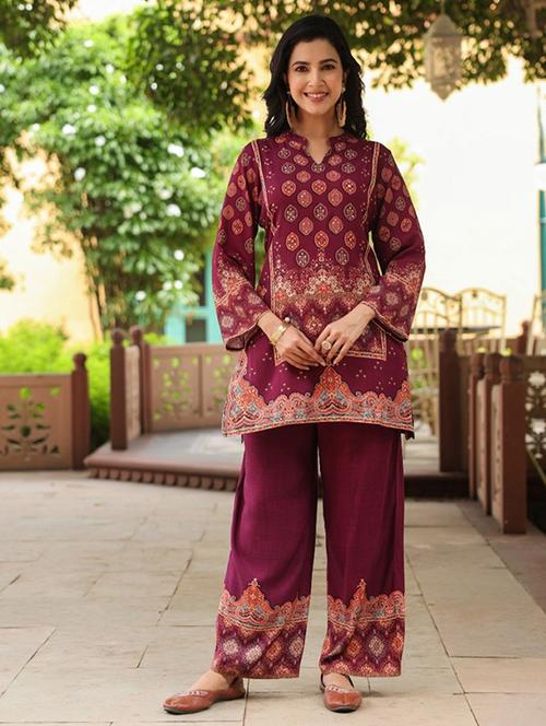women long sleeve regular fit ethnic co-ord set - 22052031 -  Standard Image - 0