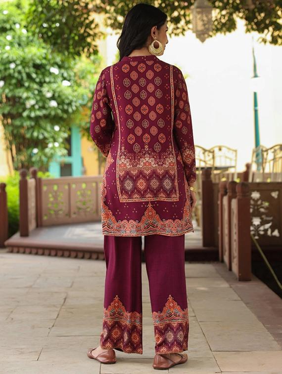 women long sleeve regular fit ethnic co-ord set - 22052031 - Standard Image - 3
